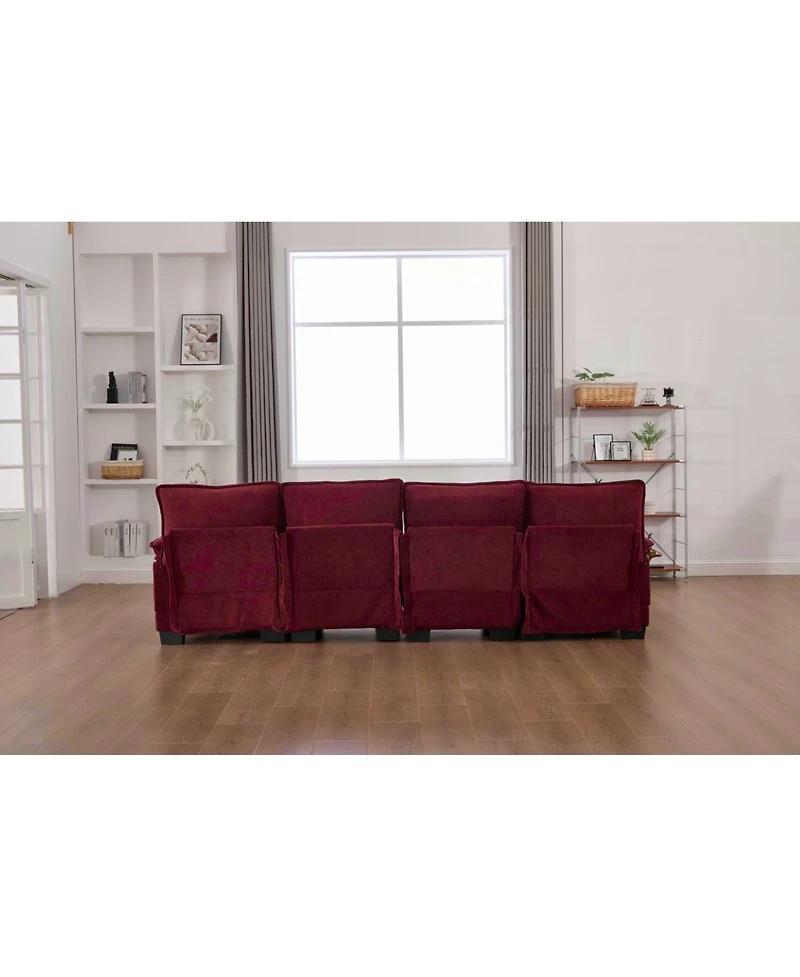 Streamdale Furniture U Shaped Cloud Couch, 110" Chenille Sectional Sofa with Double Chaise