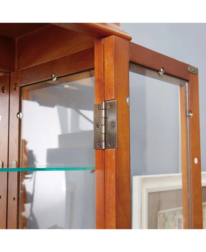 Streamdale Lighted Glass Curio Cabinet - Wood Frame, Oak