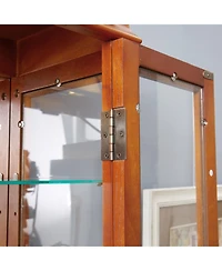 Streamdale Lighted Glass Curio Cabinet - Wood Frame, Oak