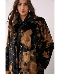 Nasty Gal Women's Cow Print Faux Fur Longline Coat