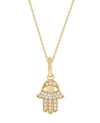 Macy's Diamond Hamsa Hand Pendant Necklace (1/10 ct. t.w.) in 14k Yellow Gold Plated Over Sterling Silver