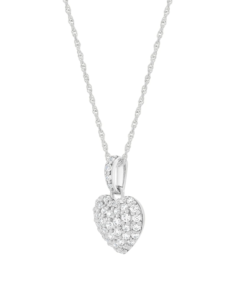 Macy's Diamond Heart Pendant Necklace (1/2 ct. t.w.) in Sterling Silver and Rhodium