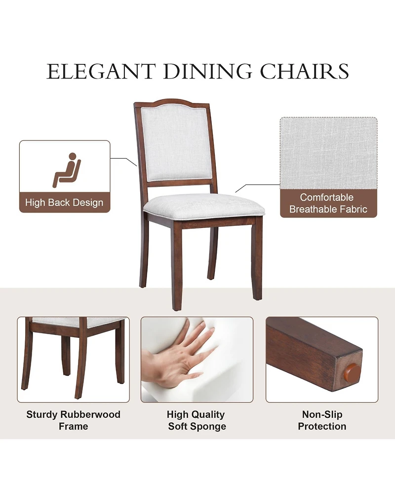 Streamdale Furniture Farmhouse Upholstered Dining Chairs Set of 4