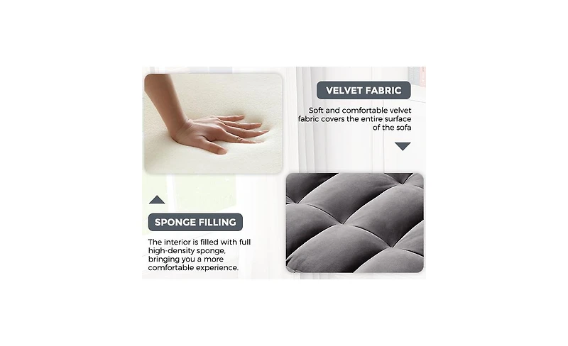 Streamdale Furniture 55" Velvet Convertible Sofa Bed - Dark Grey