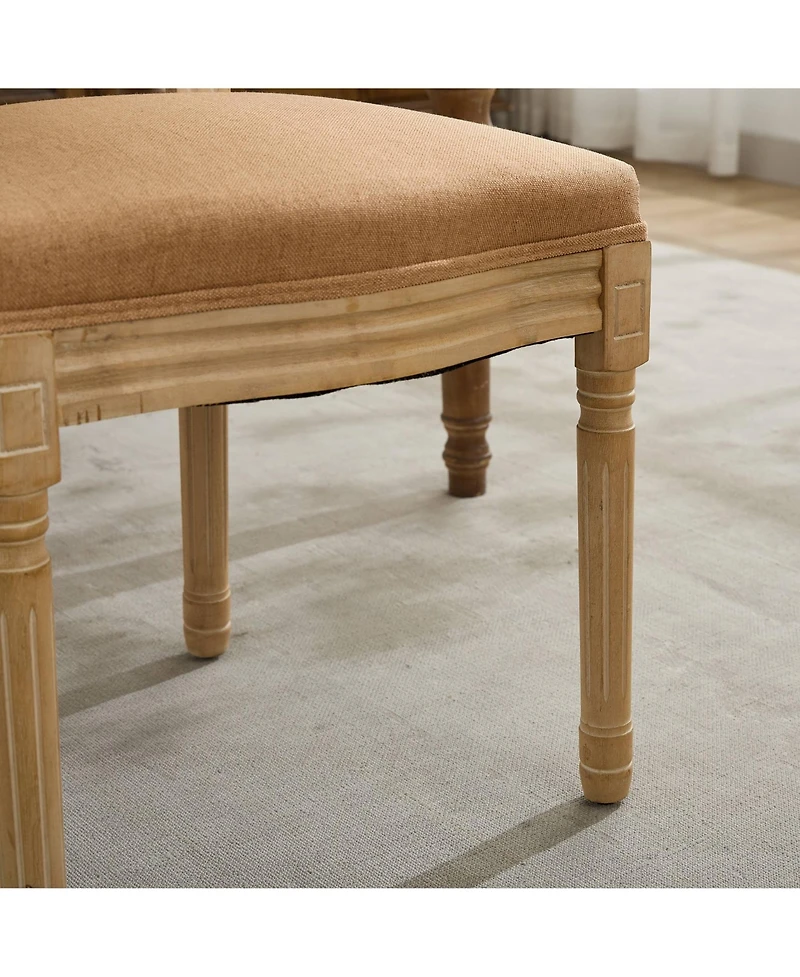 Streamdale Furniture French Style Linen Rattan Dining Chairs, Set of 2, Tan