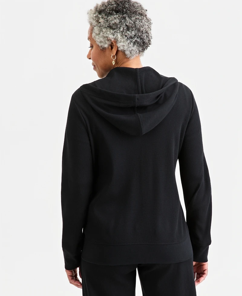 Style & Co Women's Waffle-Knit Full-Zip Hoodie, Macy's Exclusive
