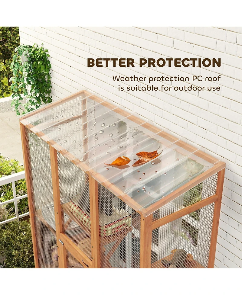 PawHut Outdoor Catio Cat Enclosure w/ 6 Jumping Platforms, Scratching Post