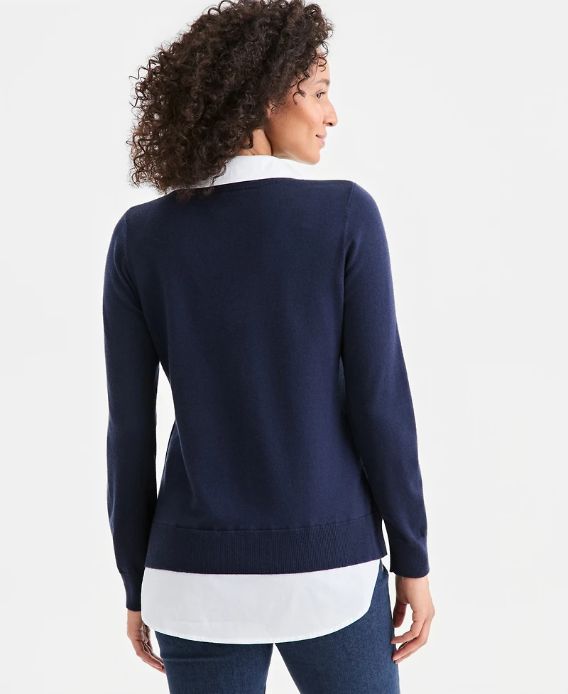 Style & Co Women's Two-Fer V-Neck Sweater, Macy's Exclusive