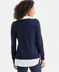 Style & Co Women's Two-Fer V-Neck Sweater, Macy's Exclusive