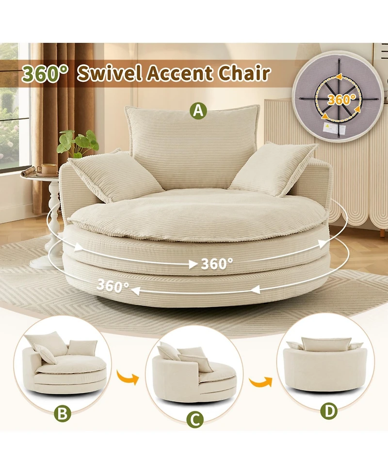 Streamdale Furniture Streamdale Swivel Barrel Chair with Pillows