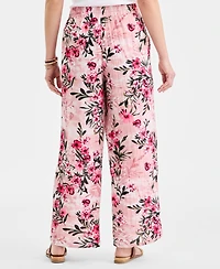 Style & Co Women's Printed Cotton Gauze Straight-Leg Pull-On Pants, Macy's Exclusive