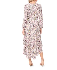 Vince Camuto Women's V-Neck Belted Asymmetric-Hem Dress