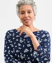 Style & Co Women's Printed Lace-Up-Sleeve Tunic, Macy's Exclusive