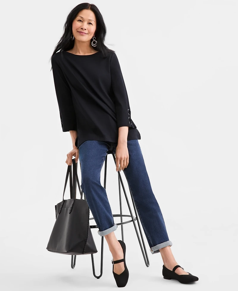 Style & Co Women's Lace-Up-Sleeve Knit Tunic, Macy's Exclusive