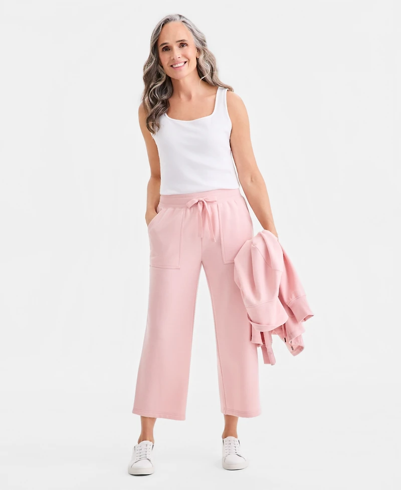 Style & Co Women's Luxsoft Wide-Leg Cropped Sweatpants, Macy's Exclusive