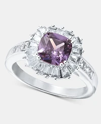 Charter Club Silver-Tone Purple Crystal & Cubic Zirconia Halo Ring, Macy's Exclusive