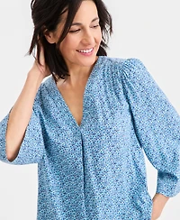 Style & Co Women's Printed V-Neck 3/4-Sleeve Top, Macy's Exclusive