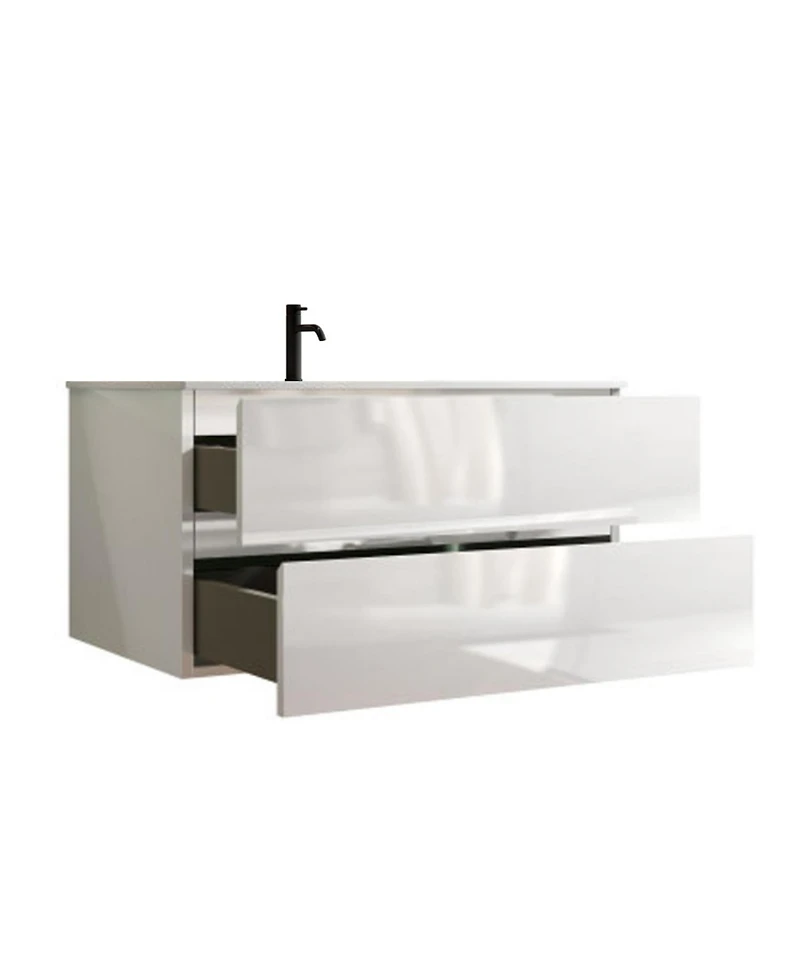Streamdale 36" White Wall Mount Vanity w/ Ceramic Sink