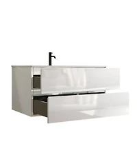 Streamdale 36" White Wall Mount Vanity w/ Ceramic Sink