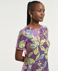 Isaac Mizrahi Women's Sequin Crewneck Shift Dress