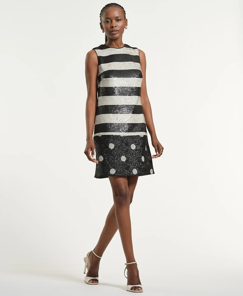 Isaac Mizrahi Women's Sequin Polka Dot Shift Dress