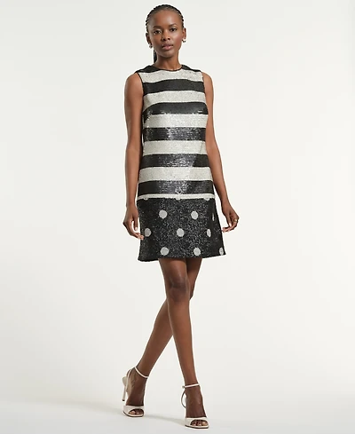 Isaac Mizrahi Women's Sequin Polka Dot Shift Dress