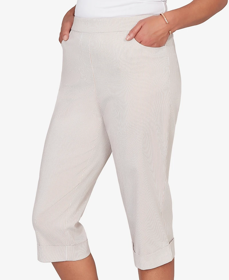 Alfred Dunner Women's Classic Stretch Stripe Clamdigger Capri Pants