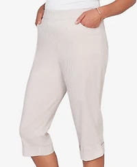 Alfred Dunner Women's Classic Stretch Stripe Clamdigger Capri Pants