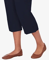 Alfred Dunner Women's Classic Button Hem Gathered Waistband Capri Pants