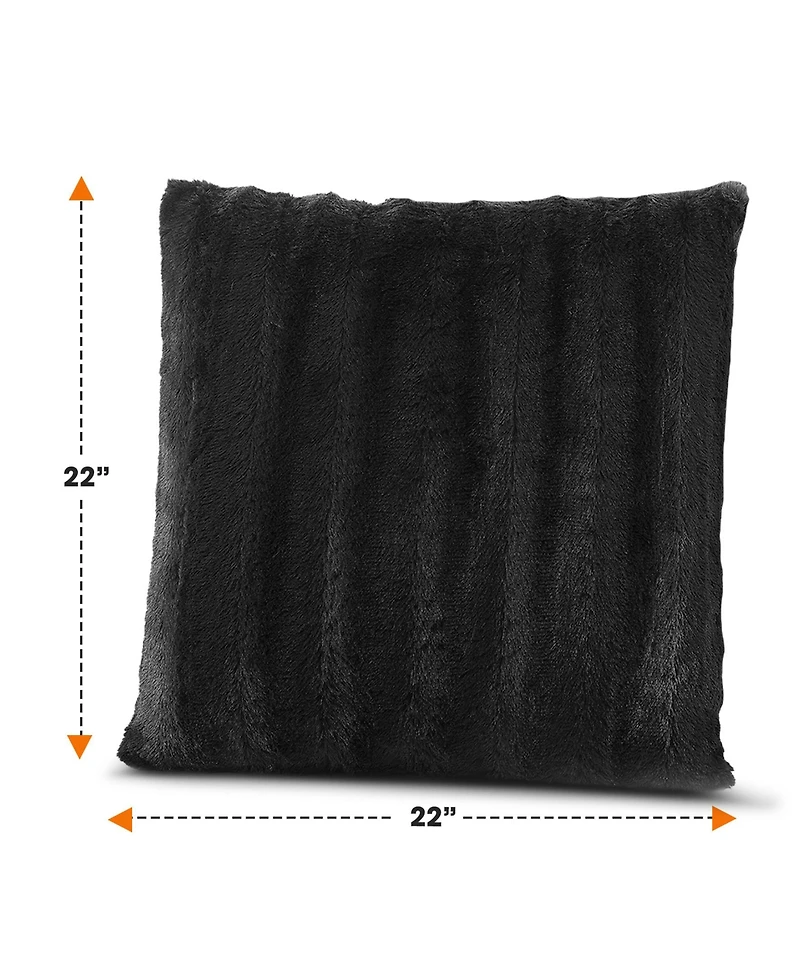 Cheer Collection Plush Reversible Faux Fur 2-Pack Decorative Pillow