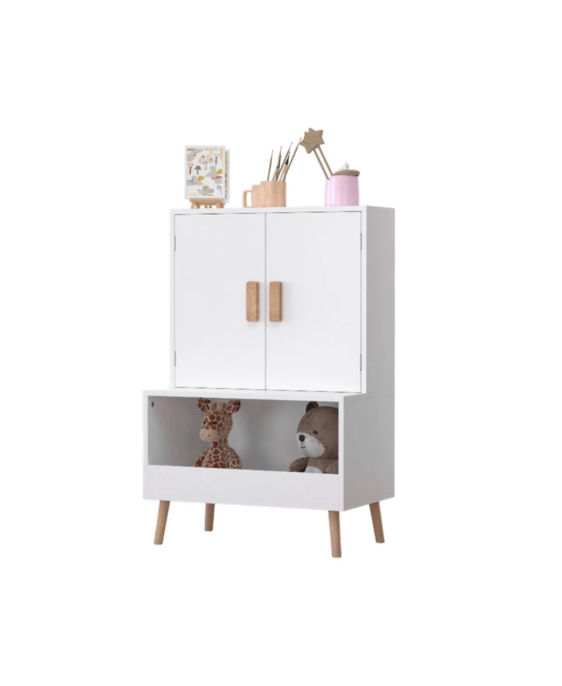 Streamdale Furniture Kids Toy Storage Cabinet - White Wooden Organizer