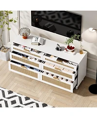 Streamdale 6-Drawer Rattan Dresser with Metal Handle