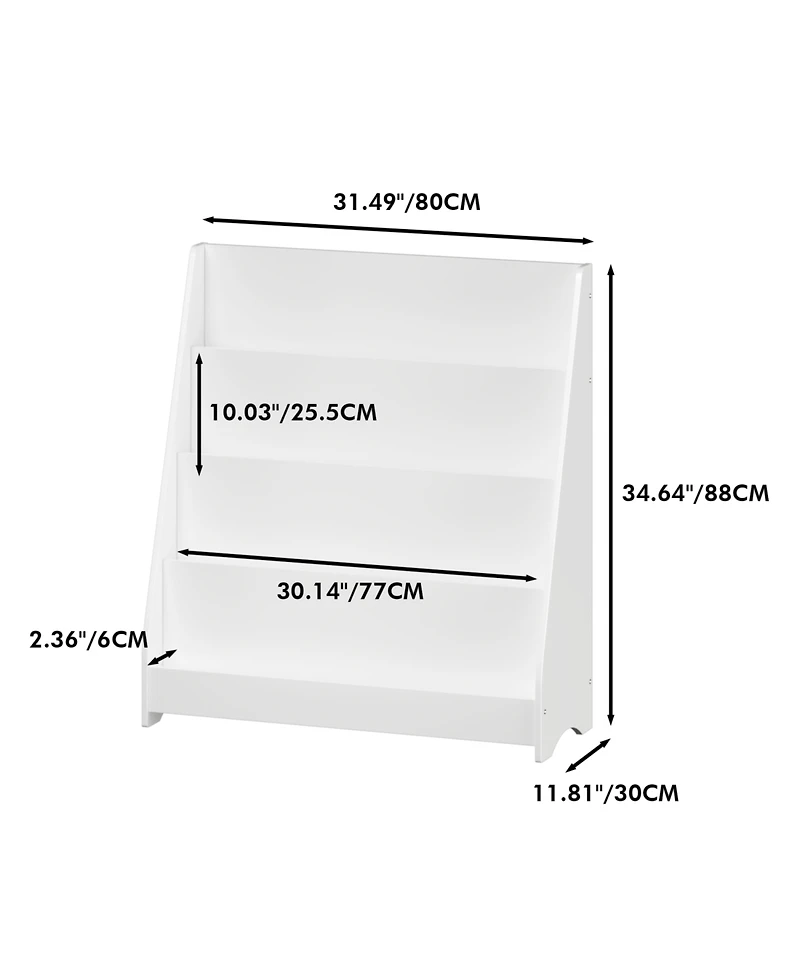 Streamdale Furniture 4-Tier Kids Bookshelf, Toddler Book Display Shelves, Helps Keep Bedrooms, Playrooms, and Classrooms Organized,White