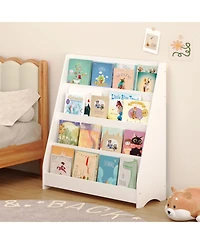 Streamdale Furniture 4-Tier Kids Bookshelf, Toddler Book Display Shelves, Helps Keep Bedrooms, Playrooms, and Classrooms Organized,White