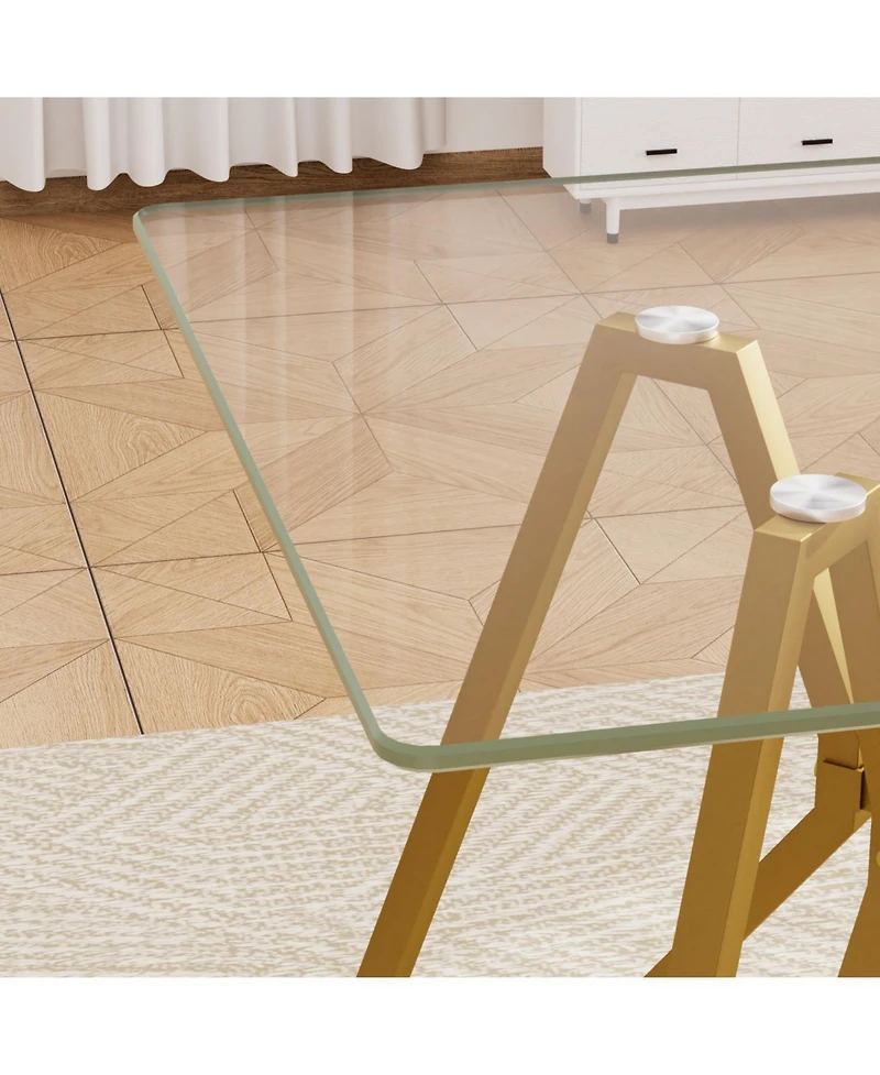 Streamdale Furniture 47.3" Rectangular Glass Dining Table - Gold