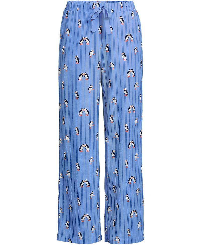 Lands' End Women's Petite Flannel Wide Leg Sleep Pants