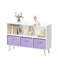 Streamdale Furniture Kids Bookcase with Fabric Drawers - White/Purple