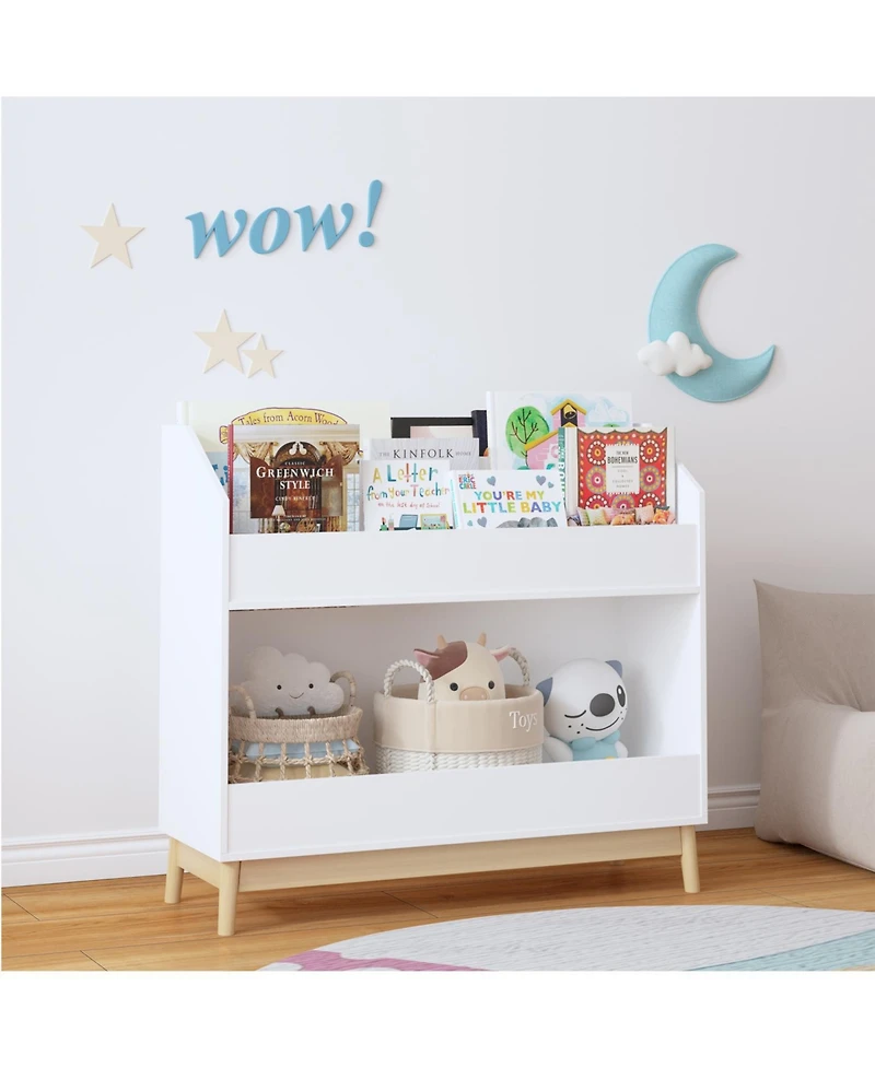Streamdale Furniture Toddler Book Display Shelf, Wooden Kids Bookcase, White