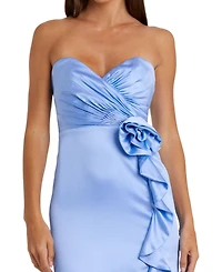 Mac Duggal Women's Strapless Satin Column Gown With 3D Flower