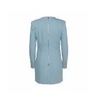 Pre-Owned Balmain Women's Blue Denim Double Breasted Mini Dress