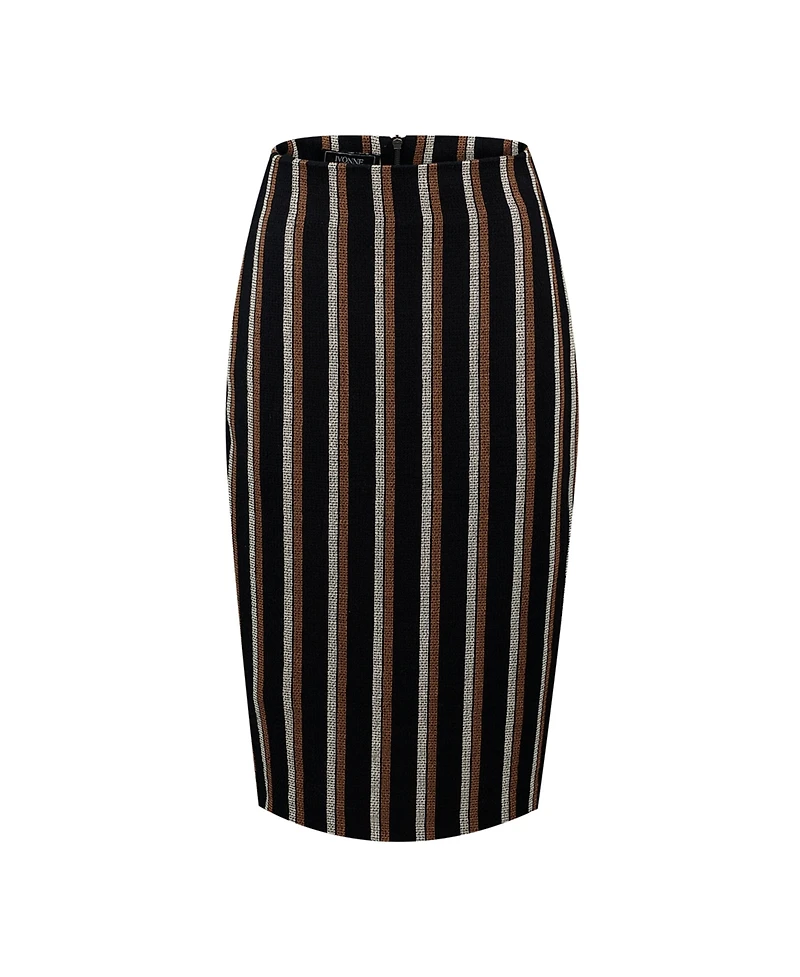 Ivonne Women's Striped Knee Lenght Skirt