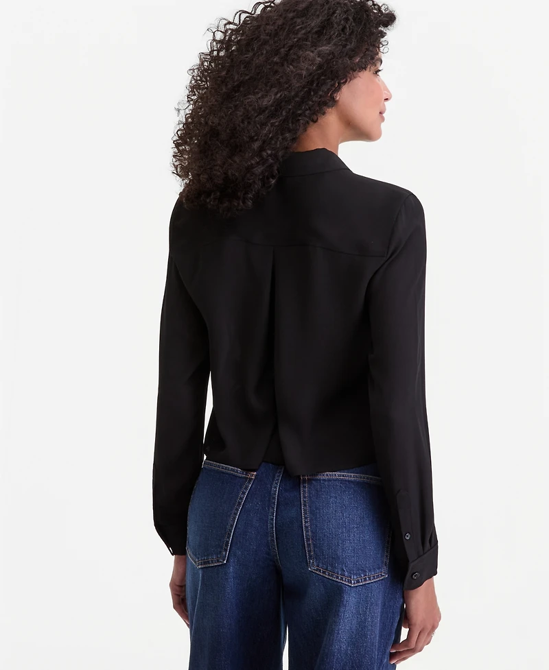 On 34th Women's Cropped Button-Down Crepe Shirt, Macy's Exclusive