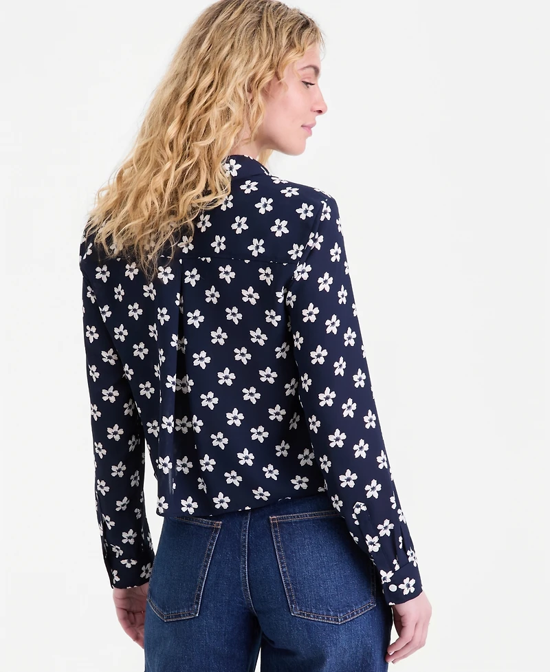 On 34th Women's Cropped Button-Down Crepe Shirt, Macy's Exclusive