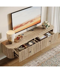 Tribesigns Floating Tv Stand Wall Mounted, with 2 Fluted Drawers