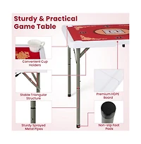 Hongge 35 Inch Folding Mahjong Table for 4 Players with Cup Holders