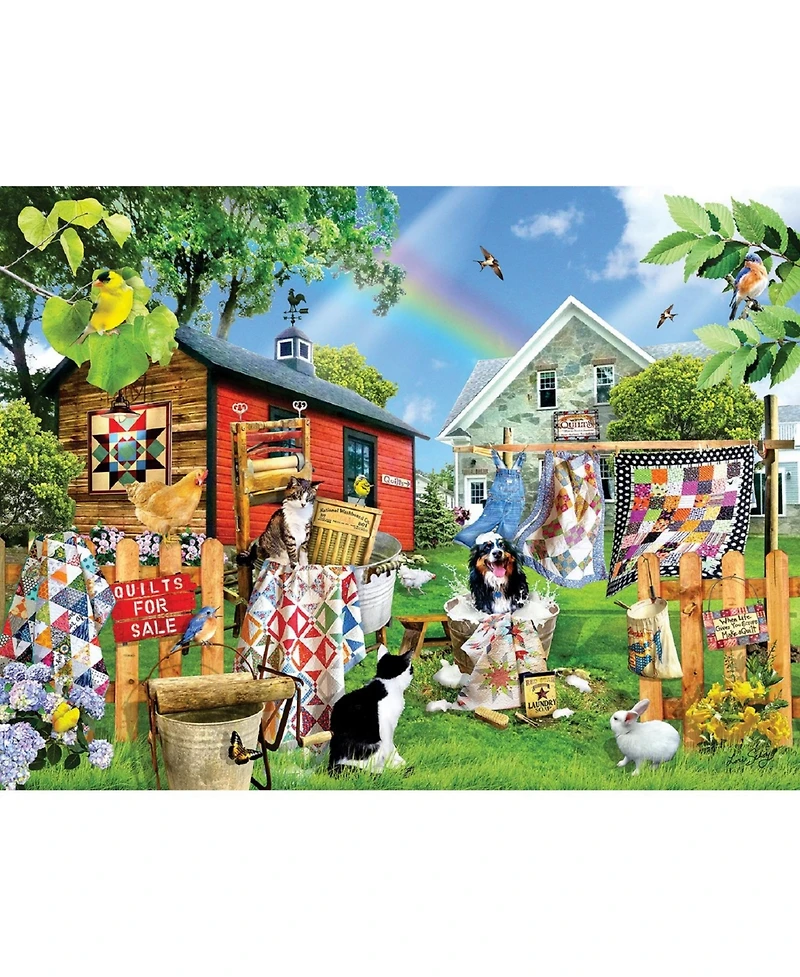 SunsOut Wash Day Quilts 500 piece Jigsaw Puzzle for Adults