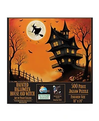 SunsOut Haunted Halloween House and Witch 500 piece Jigsaw Puzzle for Adults Halloween
