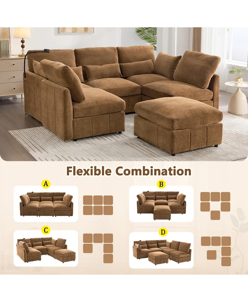 Streamdale Furniture Modern Sectional Sofa U-Shaped Couch w/ Ottoman