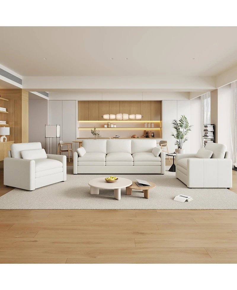 Streamdale Furniture Cozy Beige Upholstered Sofa Set