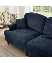 Streamdale Furniture Blue Chenille Mid-Century Two-Seater Sofa